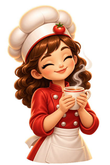 Mia holding a warm cup of tea